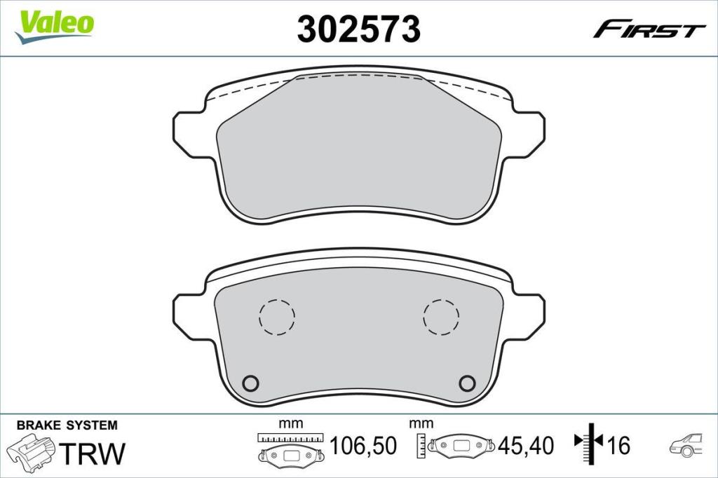 Jeu de 4 plaquettes de frein VALEO ref. 302573